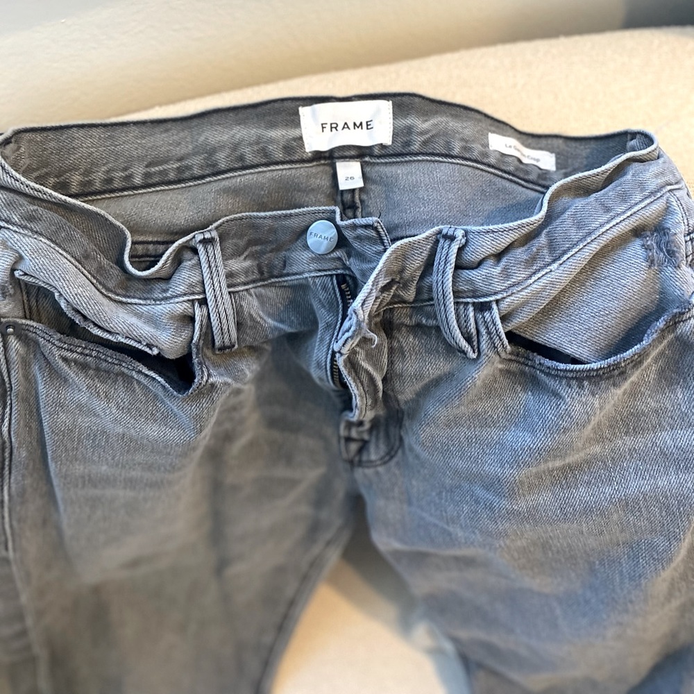 FRAME | Le Garçon High Waist Ripped Cuff Step Hem Nonstretch Jeans